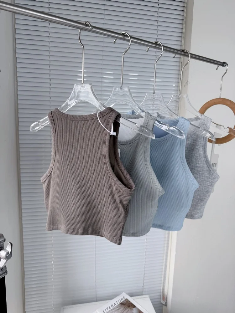 Fitness Sports Tank Top Women's Sleeveless Fixed Cup Bra No Sensation Bare Wear Experience Yoga Clothes Slimming Upper Body