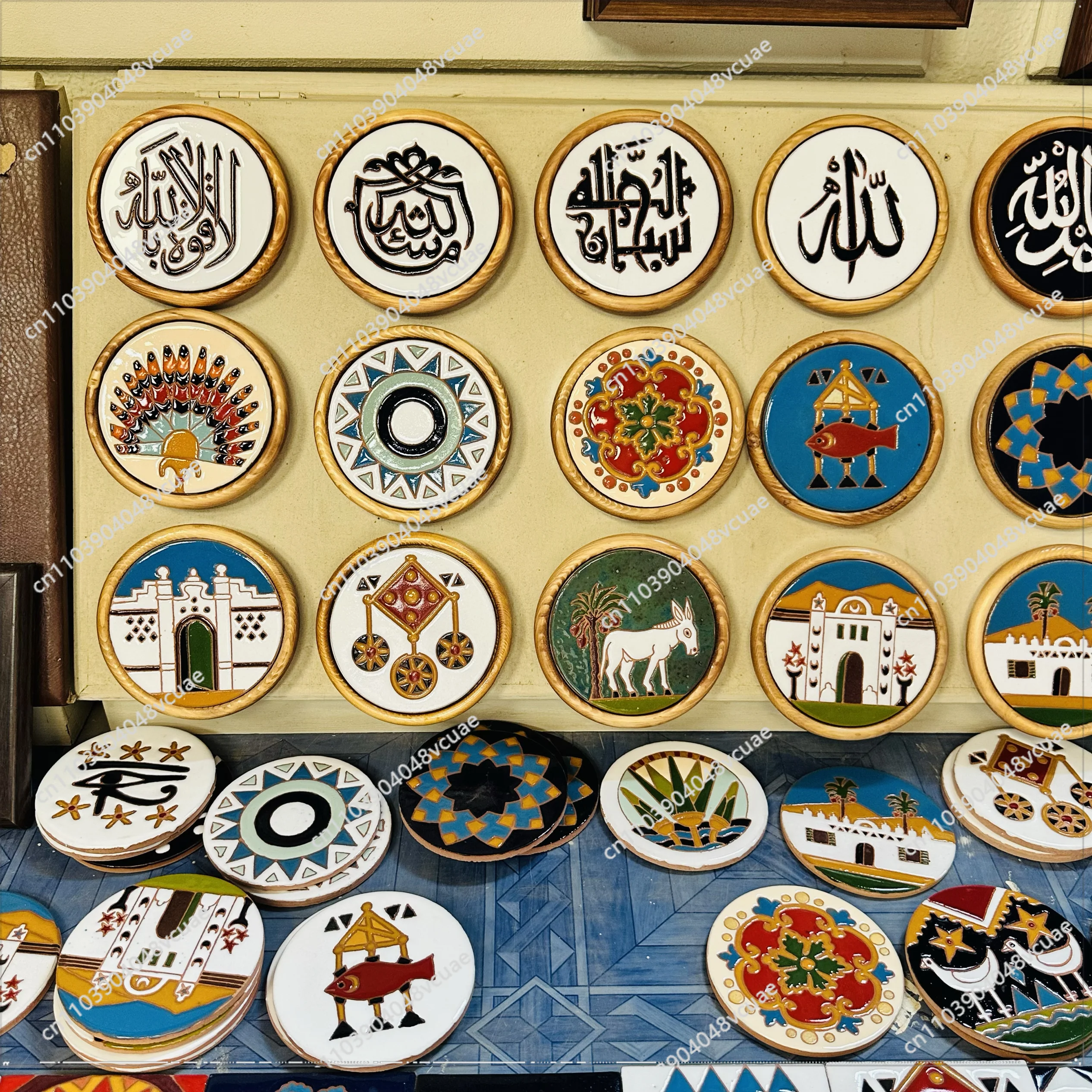 

Egyptian Hand-painted Ceramic Paintings, Ancient Egyptian Characteristic Round Decorative Paintings, Tourist Souvenir Gifts