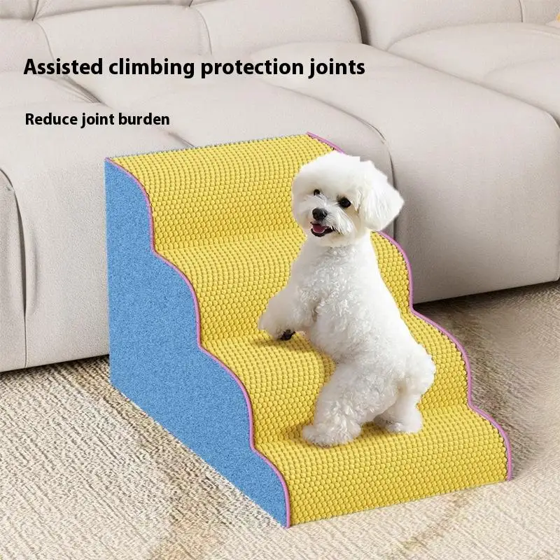 

3/4 Tier Dog Stairs Ladder Memory Foam Sponge Dogs Sofa Removable And Washable Portable Training Pet Ramp Stairs Pet Supplies