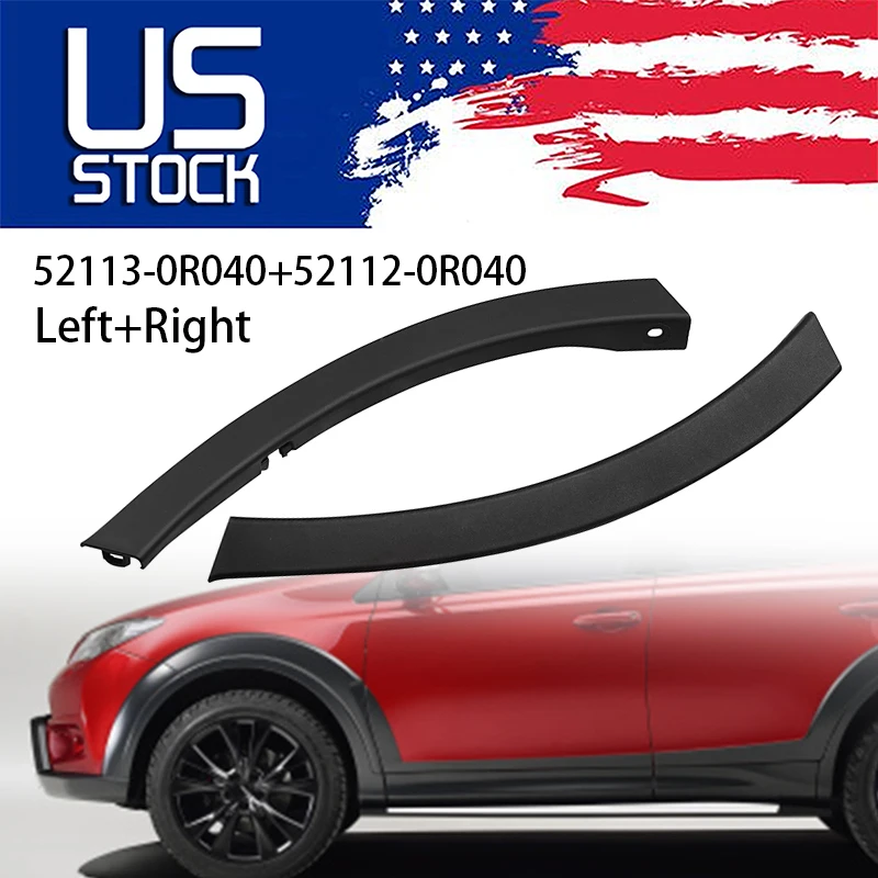 1 Pair Front Bumper Wheel Fender Molding Trim For Toyota RAV4 2013-2015 Black Wheel Arch Flare Moulding Replacement Accessories