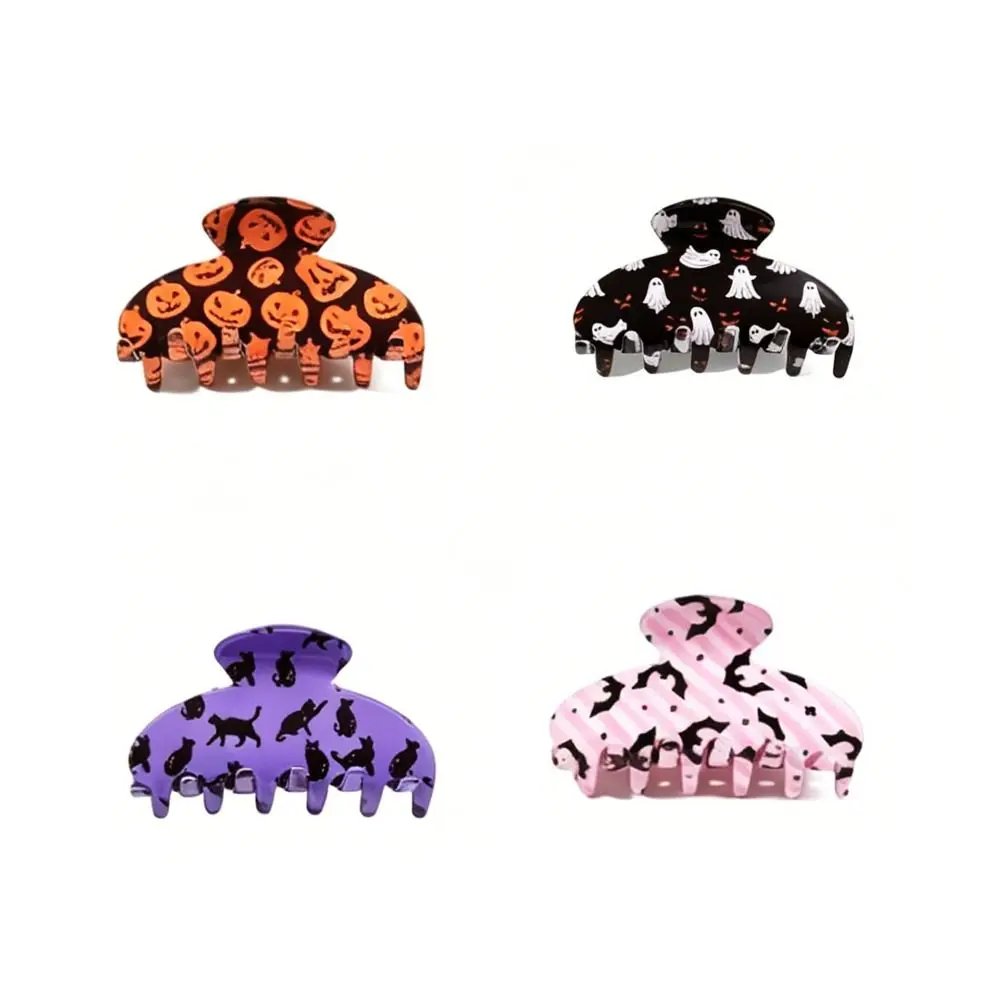 Halloween Themed PVC Halloween Hair Claw Spider Skeleton Acrylic Ghost Hairpin Cute Cartoon Pumpki Hair Clip Trendy Girls