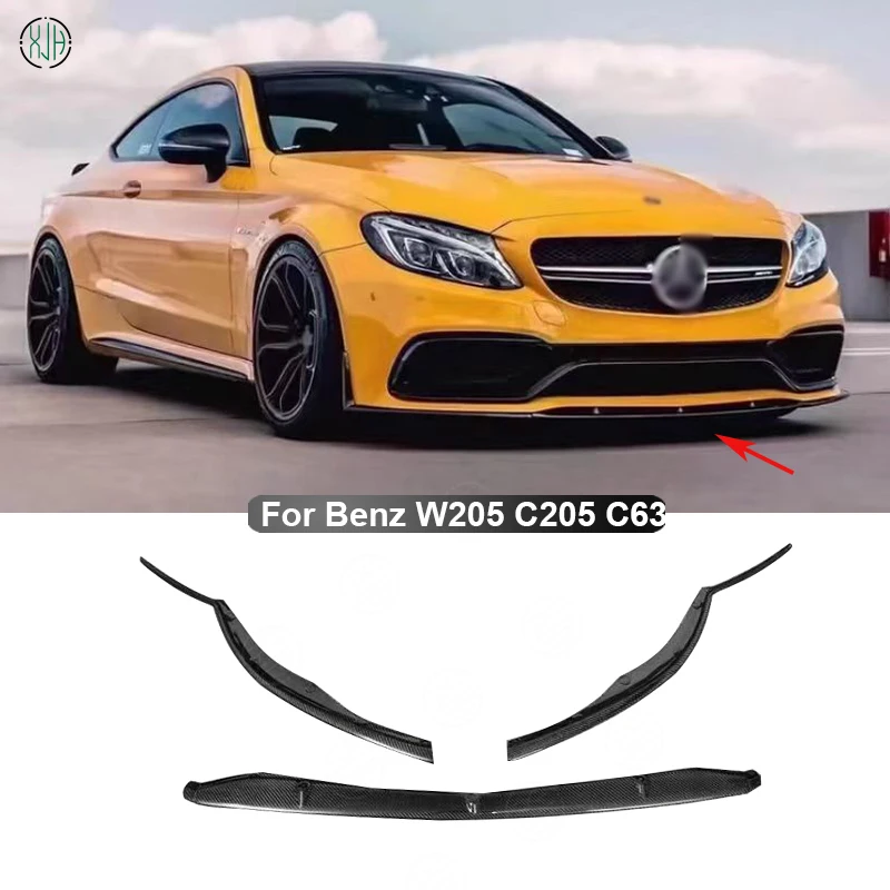 For Mercedes Benz C Class W205 C205 C63 AMG Coupe 2015 - 2019 Carbon Fiber Car Front Bumper Splitter Front Lip Chin Spoiler