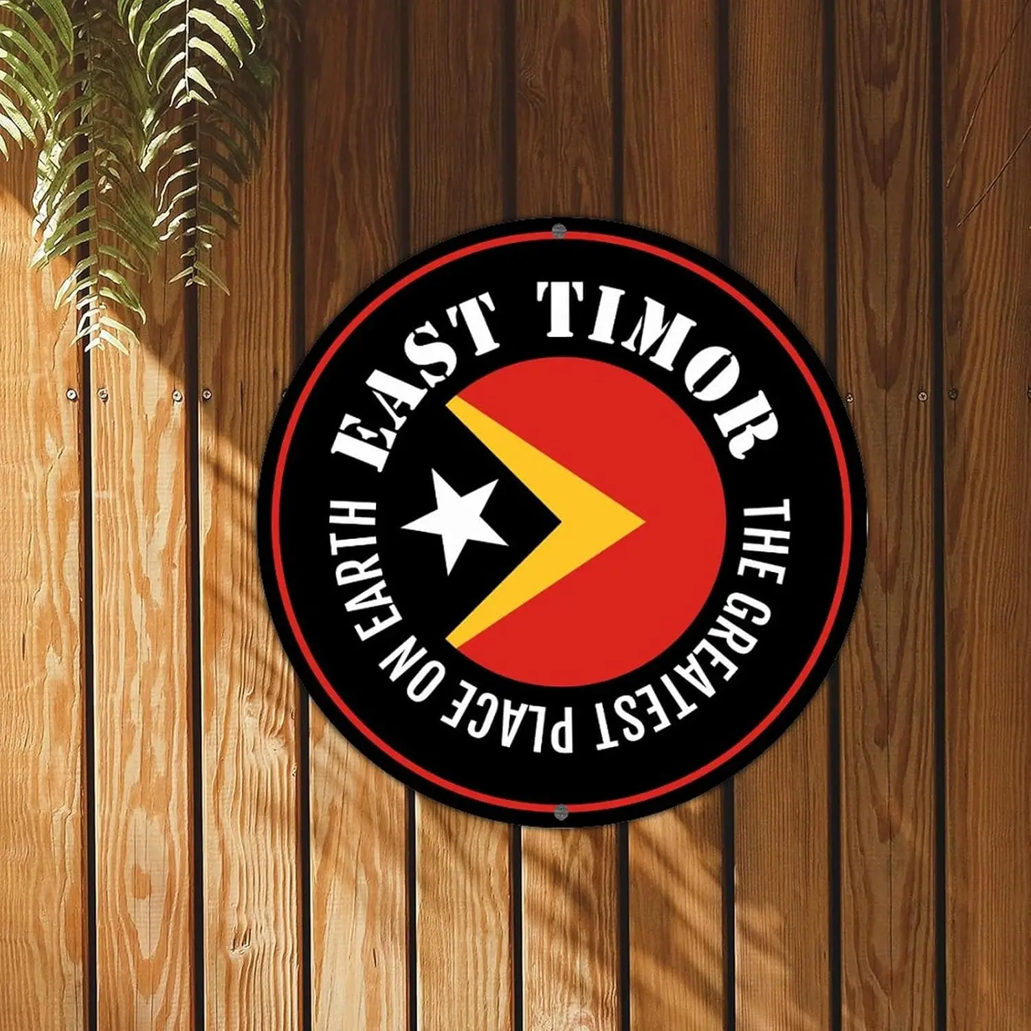 Welcome Sign for Wall Round Tin Sign East Timor Flag Aluminum Sign The Greatest Place on Earth 9.2in Artistic Decoration Sign fo