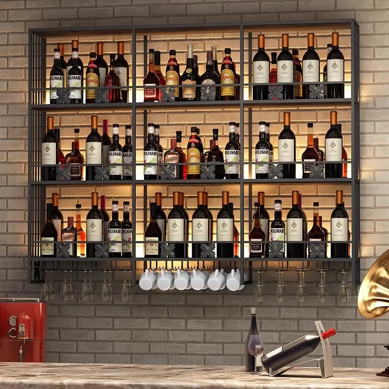 Bar red wine rack  cabinet wall hanging creative red  glass rack upside down wall Baijiu shelf wine display rack
