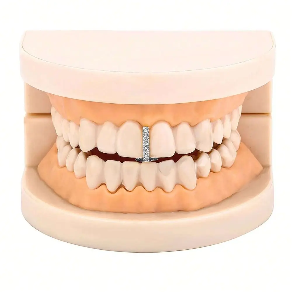 3/5 Buah Topi Gigi Berlian Imitasi Bling Lucu Grillz Gigi Hip Hop Punk Trendi Rapper Kawat Gigi Tunggal Mode Dapat Dilepas