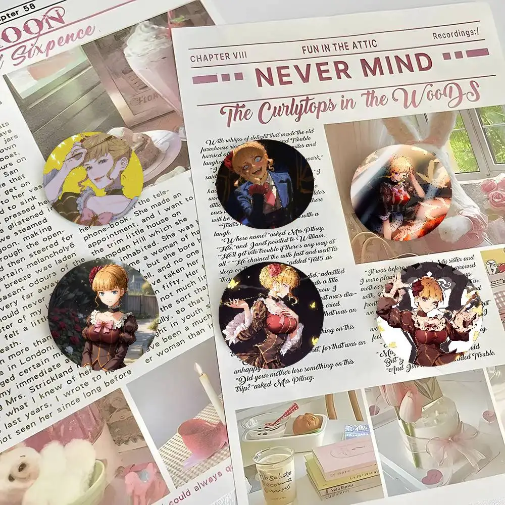 Umineko Game B-beatrice Round Badge Lapel Pins For Backpacks Briefcase Laser Brooch Clothes Gifts