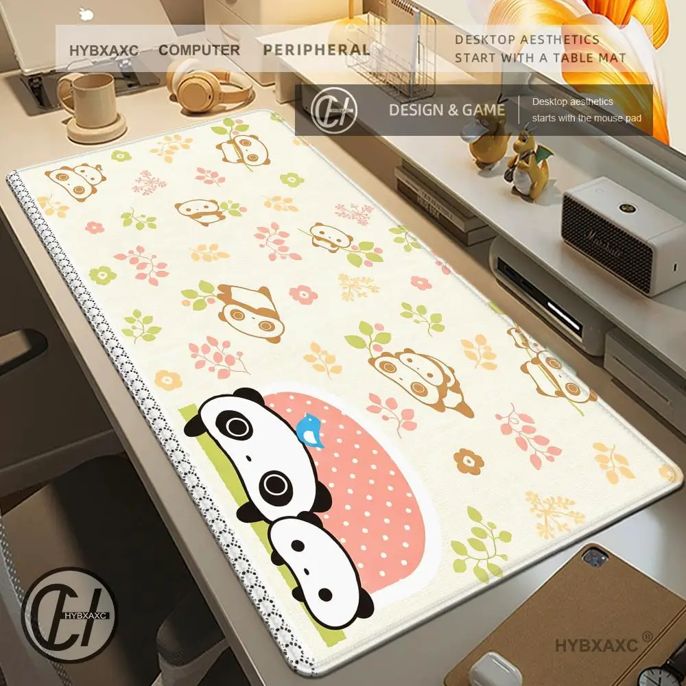 Cute Cartoon T-Tare-panda Big Mouse Pad Anti Slip Rubber Edge Locked Thickened Laptop Gaming Large Desk Mat Table Mat Daily Use