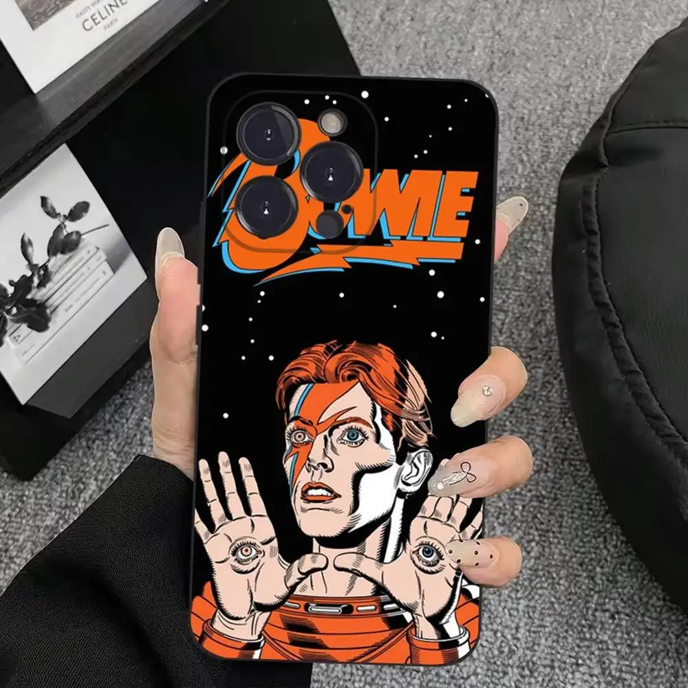 Casing Ponsel D-DavidS Rock B-BowieS Untuk iPhone 17,16,15,14,13,12,11,Plus,Pro Max,XS,X,XR,SE,Mini,8,7, Penutup Silikon Lembut Warna Hitam