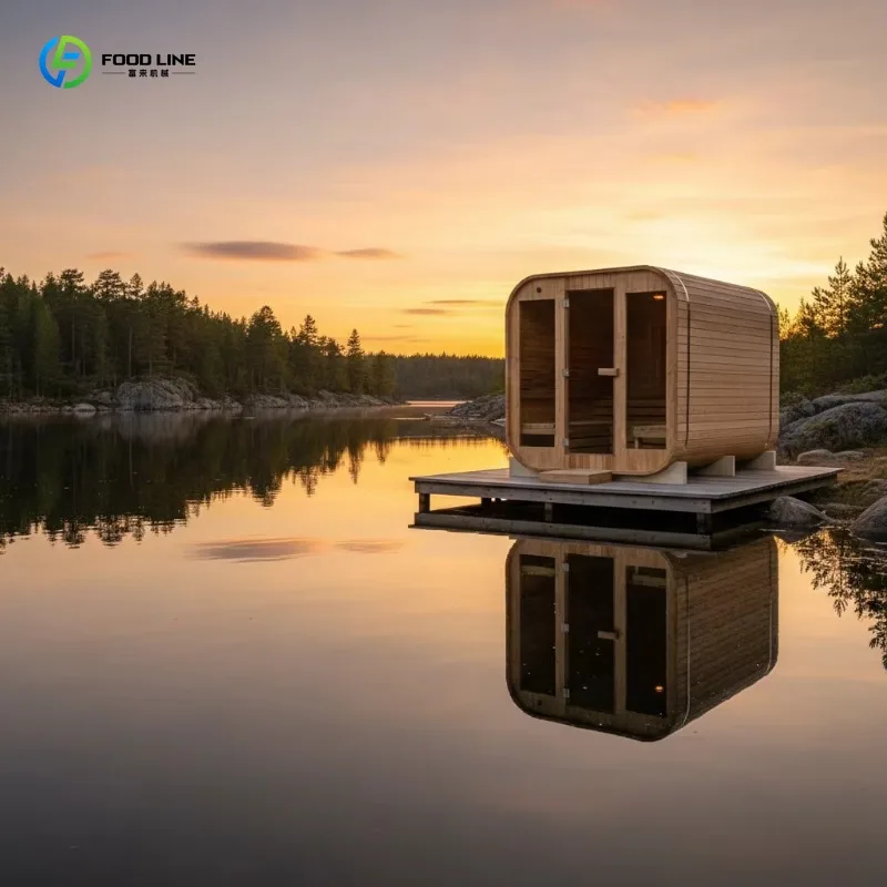 Customized Villa Outdoor Cubic Electric Sauna 6kW, Solid Wood Structure, Waterproof, Bakelite, Custom Capacity