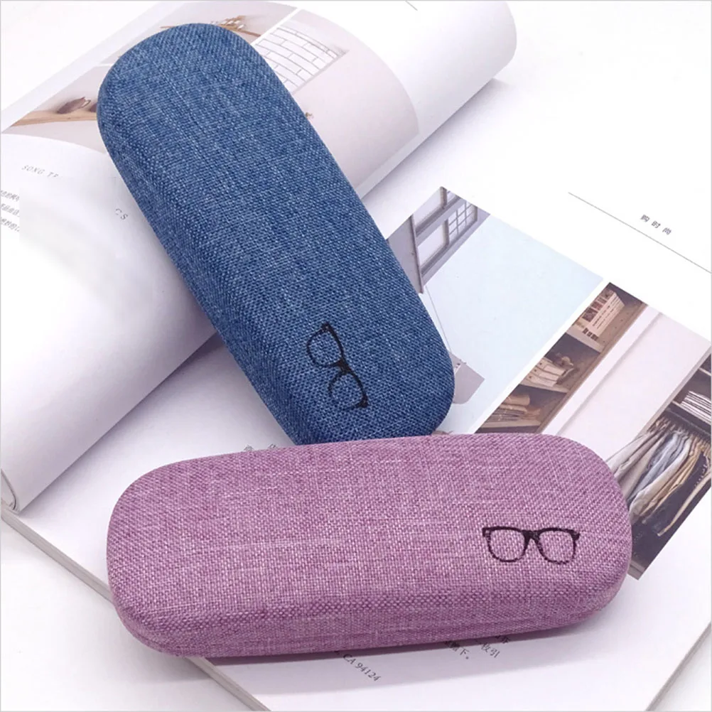 

4Sets EyeglassesCase LinenMaterial HardShell SunglassesBox EyewearProtector RetroStyle Gifts ProperSize EasyCarry