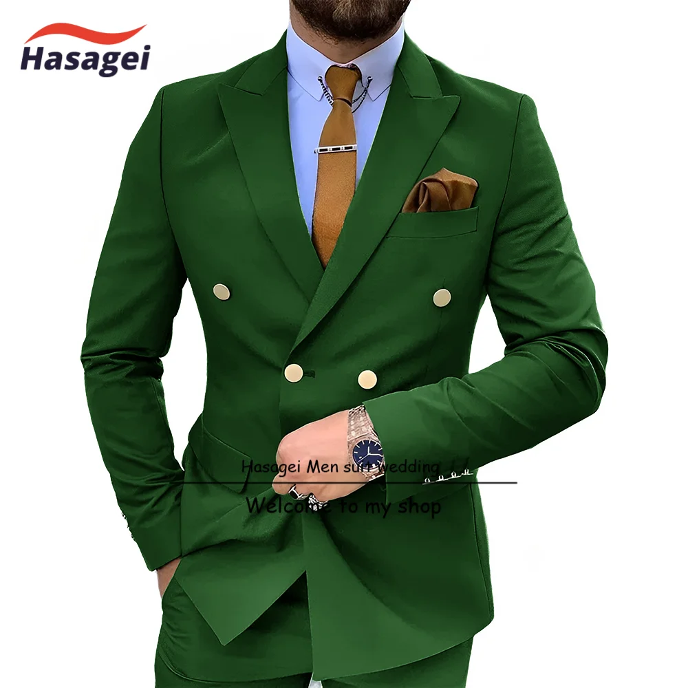Formal Men's Suit 2 Pieces Jacket Pants Wedding Groom Tuxedo Double Breasted Buttons Shawl Lapel Business Blazer Suits