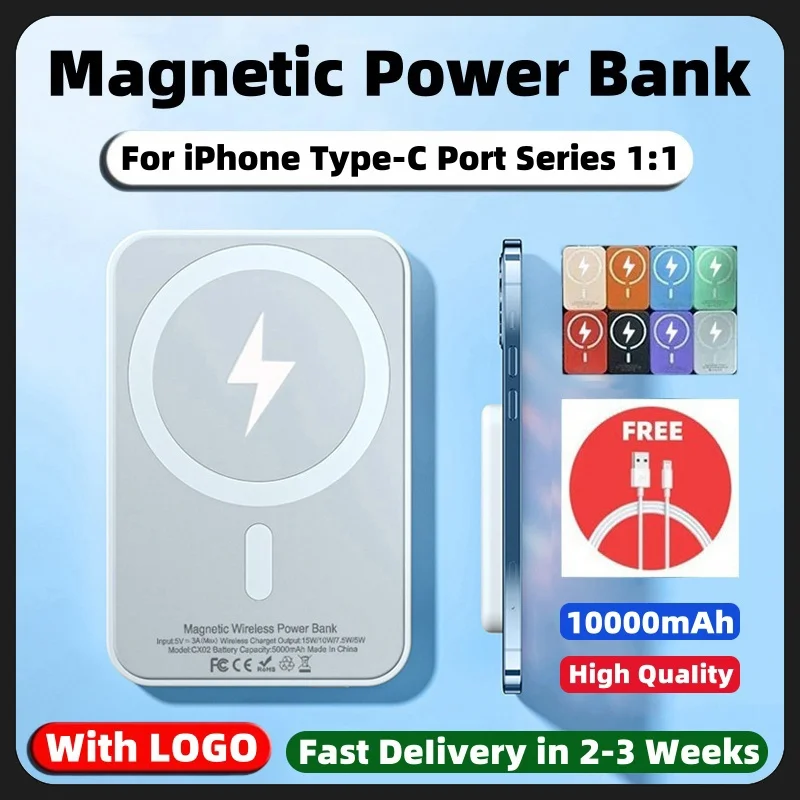 10000mAh New Magnetic Power Bank Type-C Charger for Magsafe Wireless Powerbank External Spare Battery For iPhone 16 15 14 13 12