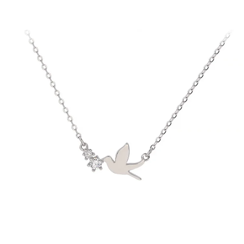 Koreanischer Stil, Niedliche Schwalbe, Literarische Kurze Silberfarbene Schlüsselbeinkette, Modische Damen-Halskette, Schmuck – Detail 3