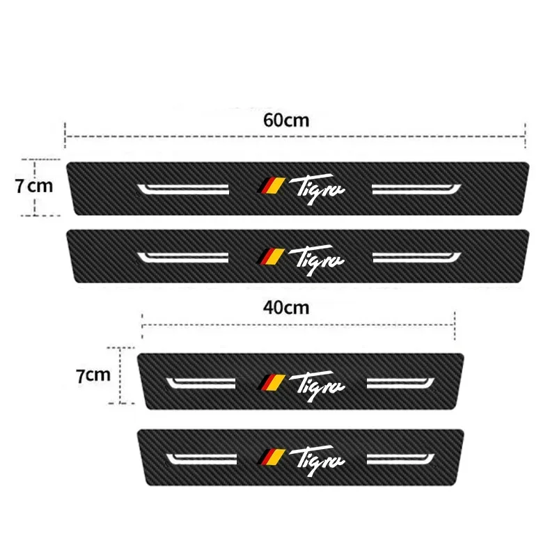 Carbon Fiber Car Door Edge Protector Stickers For Opel Tigra Rear Trunk Sill Plate Anti Scratch Threshold Bumper Guards Strips