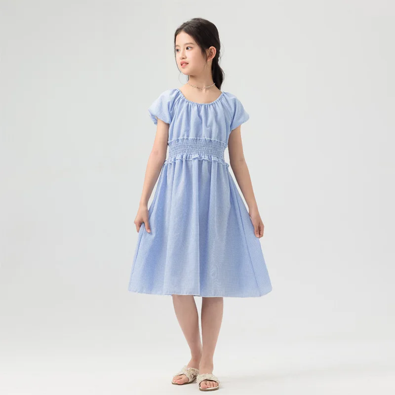Girl's dress with flower bud sleeves for the summer of 2026: suitable for medium and large children