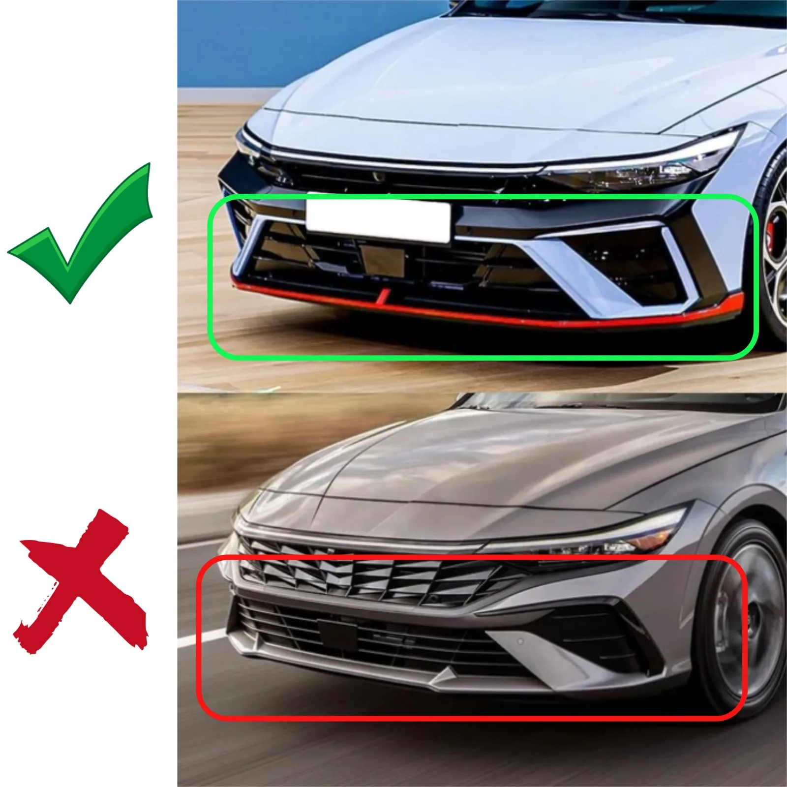 For Hyundai Elantra N-Line 2024 2025 2026 5PCS Car Front Bumper Lip Exterior Accessories Body Kit ABS Plastic Glossy Black