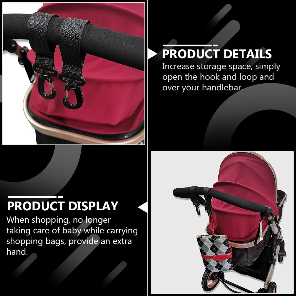 12Pcs Stroller Hooks Rotatable Heavy-Duty Pram Diaper Bag Holder for Nursery Bags Shopping Cart Wheelchair Pushchair Hooks