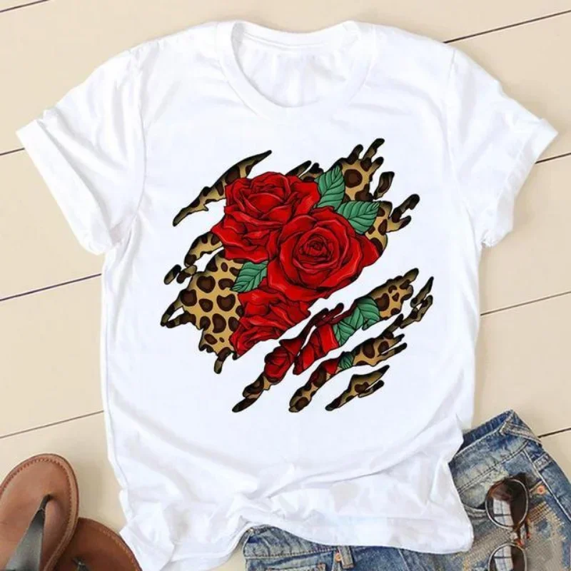 Women's Short Sleeve T-shirt Fashion Flower Lip Pattern Print 3d Stereo Tees Pro Choice TOPS TEE Oversized T Shirt