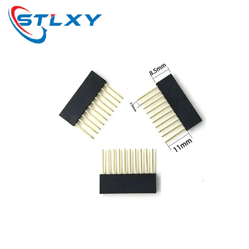 10PCS 2.54mm Single Row Female Socket 11mm Long Pin Detachable PCB Header Connector 1x2/3/4/6/8/10/15Pins Arduino Accessories