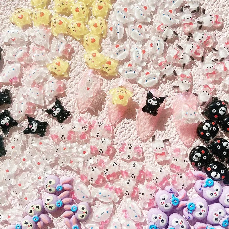 

20PCS DIY Sanrio Hello Kitty Mini Nail Charms Kawaii Nail Jewelry Rhinestone Gems for Manicure DIY Decration Jewelry Accessories