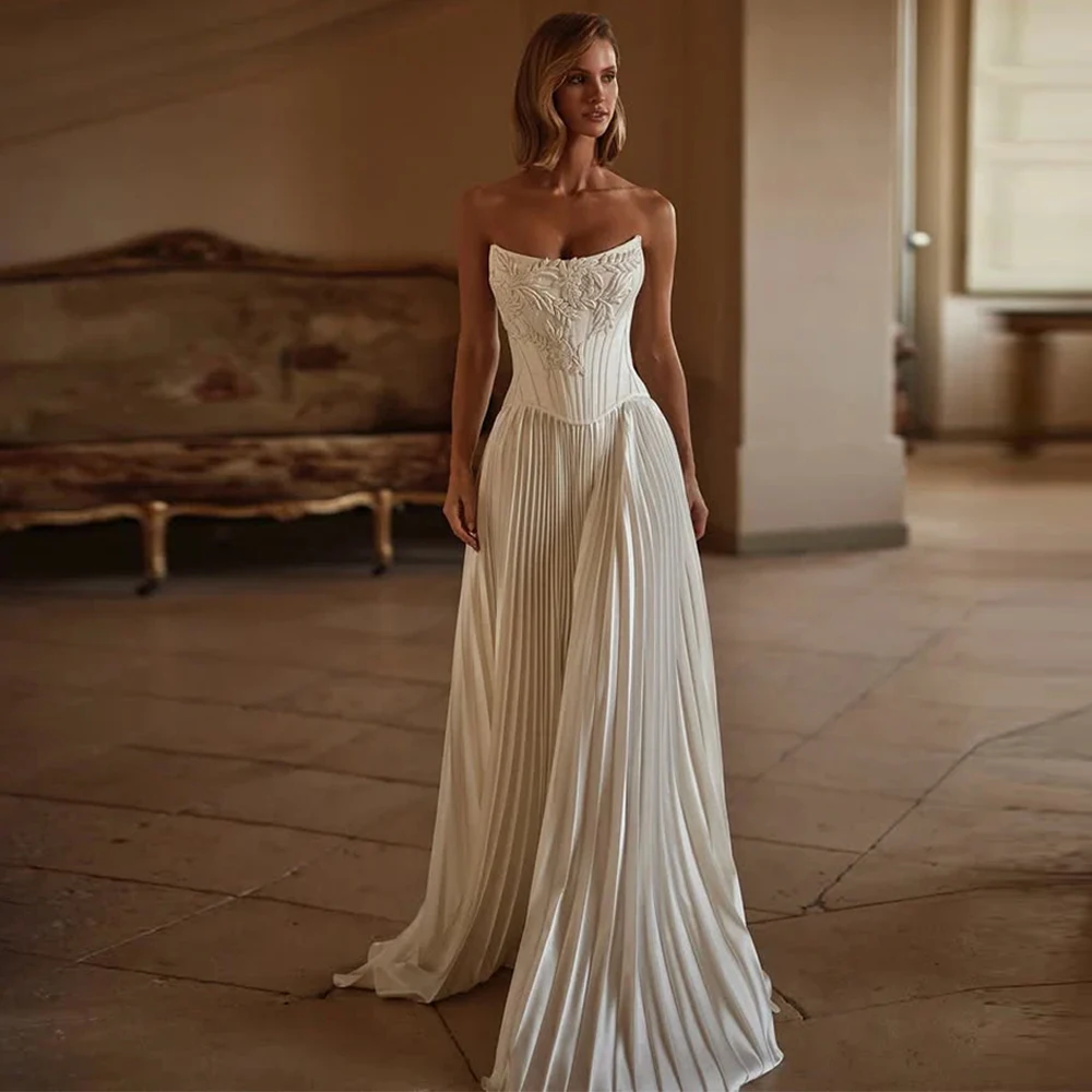 

Simple Jersey Evening Dress Customized Strapless Sleeveless Embroidery Homecoming Dresses Lace Up Back Special Occasion Gowns