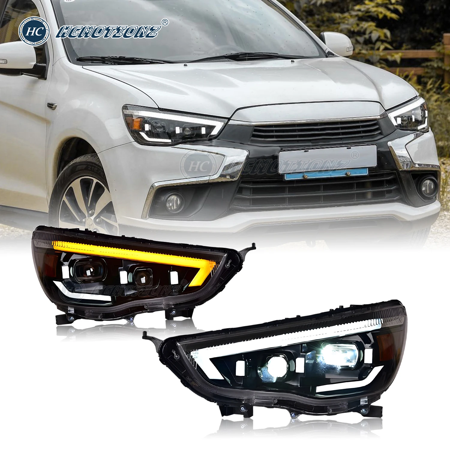 

HCMOTIONZ LED Car Headlights for Mitsubishi OUTLANDER 2011-2019 SPORT ASX RVR Front Lamps Assembly Lighting System