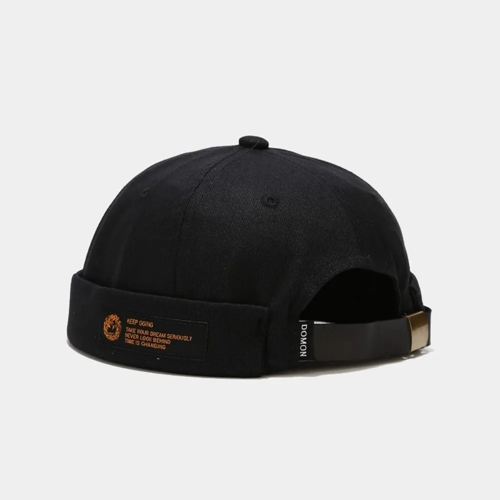 Fashion Hip Hop Beanie Street Hat Retro Letter Cotton Skullcap Adjustable Solid Color Melon Beanie Cap for Men Women