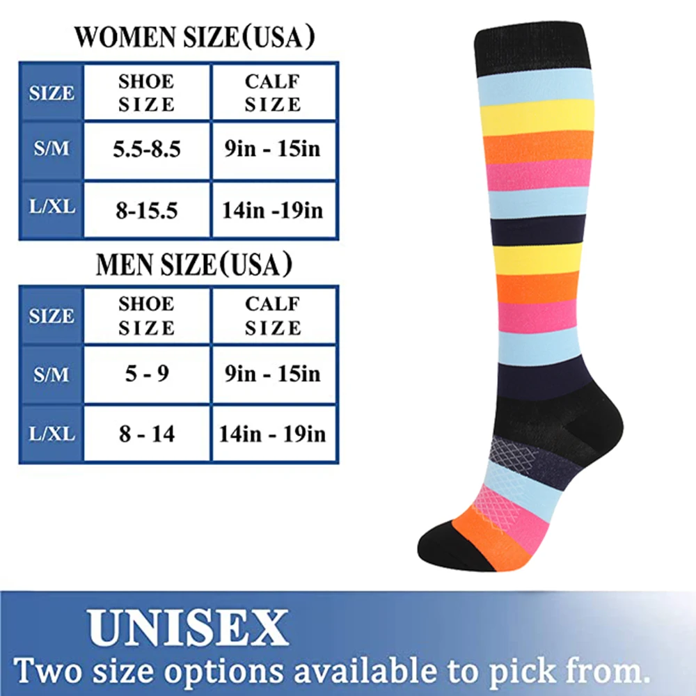 3 Pairs Random Color Compression Socks For Women Promote Blood Circulation Tight Socks For Nurses Pregnancy Gym Hiking Running