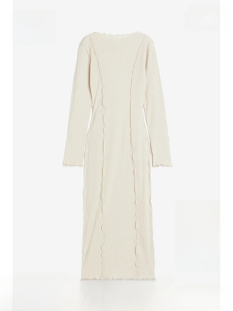 

H&M Women's Knitted Dr Slim Fit Ribbed Design Midi Dr Sli Casual Faion for Young Women 8-29 Years Old