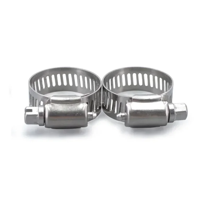 50PCS/Lot 304 Stainless Steel Drive Hose Clamp Adjustable Fuel Line Pipe Worm Gear Clip Clamp Tube Fasterner B Width 8mm