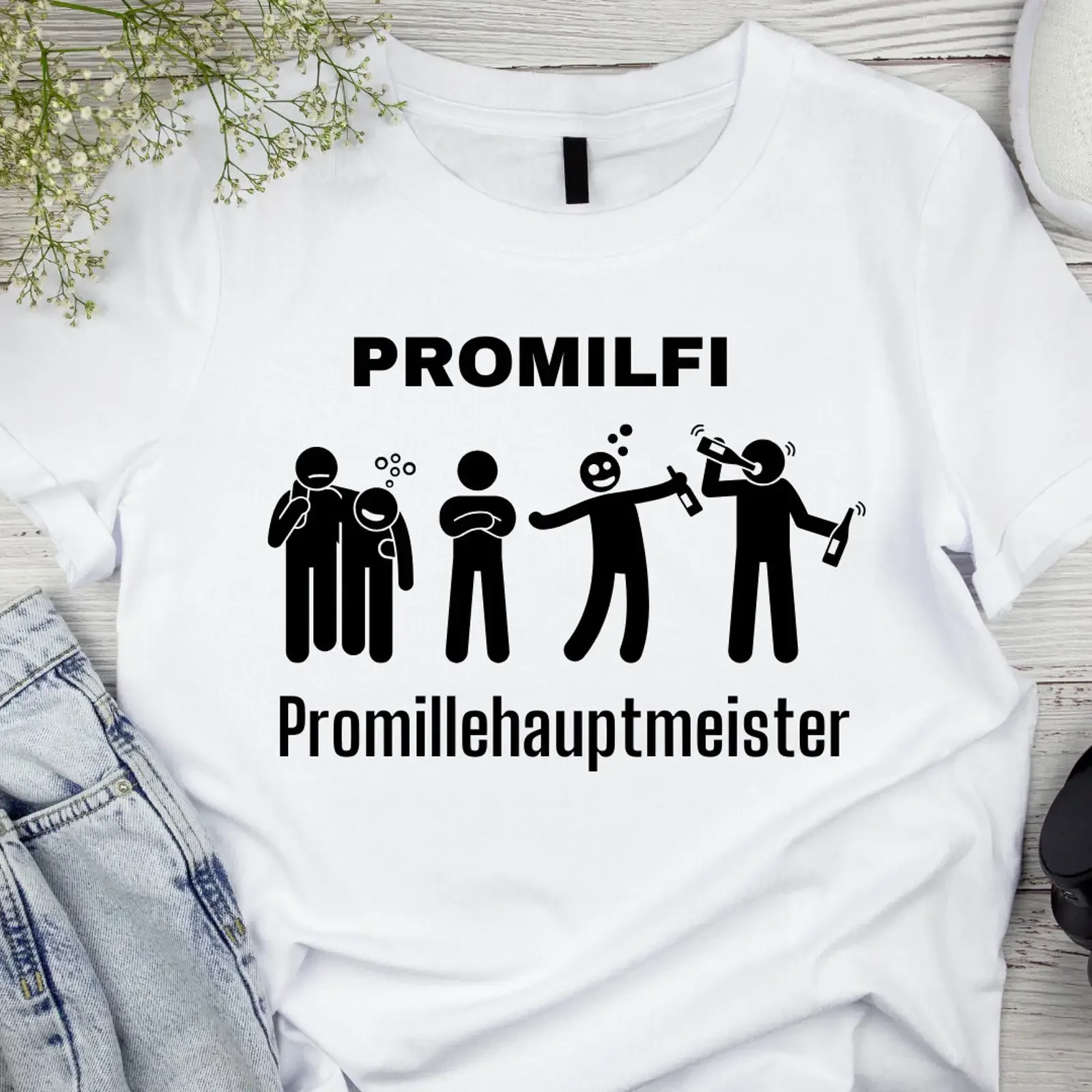 Promilfi Promillehauptmeister Funny Drunk Stick Figures Evolution Drinking Party T Shirt vintage Washed graphic Soft Stretched