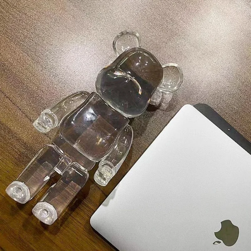 26cm Clear Bear Figure Resin Transparent Violent Bear Statue Aesthetic Sculpture Luxury Livingroom Decorations Desk Accessories