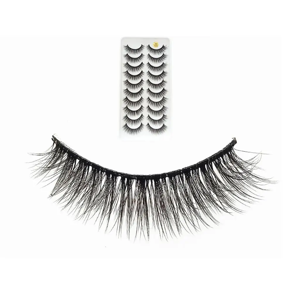 10 pares moda cílios 3d natural longo cílios postiços fofo macio cruz mangá cílios finos natural extensão maquiagem