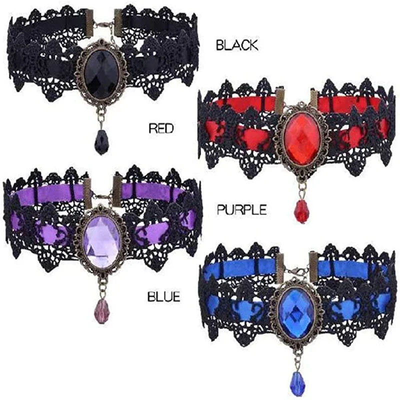 Gothic Punk Lace Choker Necklace For Women Steampunk Jewelry Gift for Girl Fashion Retro Clavicle Chain Halloween Collar Choker