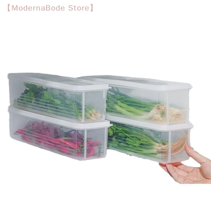 【M】Clear Plastic Long Herb Storage Containers With Lids Keep Herbs Fresh For Weeks For Kitchen Fridge Cilantro Scallion Storage