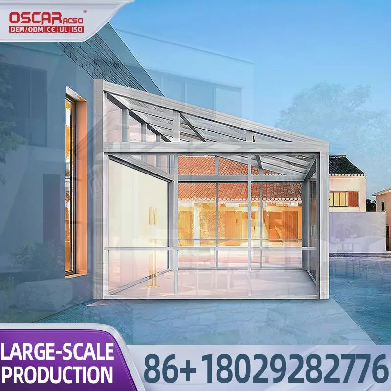 Open Double Glazed Aluminium Skylight Modular Prefab Glass House with Metal Frame for Patio Balcony Garden sunroom