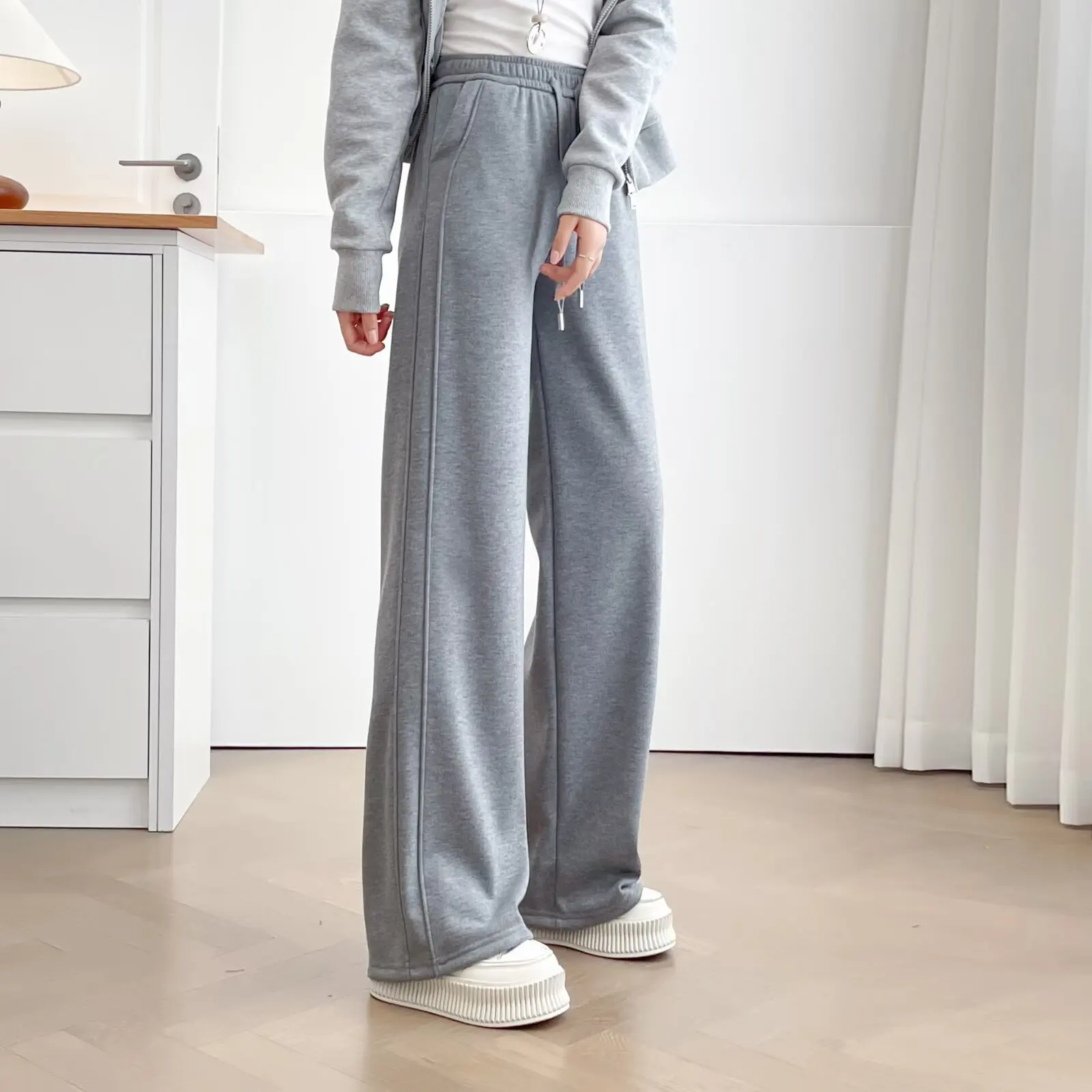 

XXXXL модные женские прямые брюки больших размеров, новинка зимы 2025 года, флисовые повседневные брюки трехмерного кроя 8038