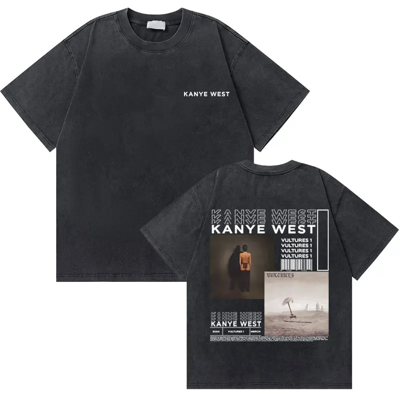 洗浄ヴィンテージラッパーカニエウェスト卒業クマグラフィック Tシャツ