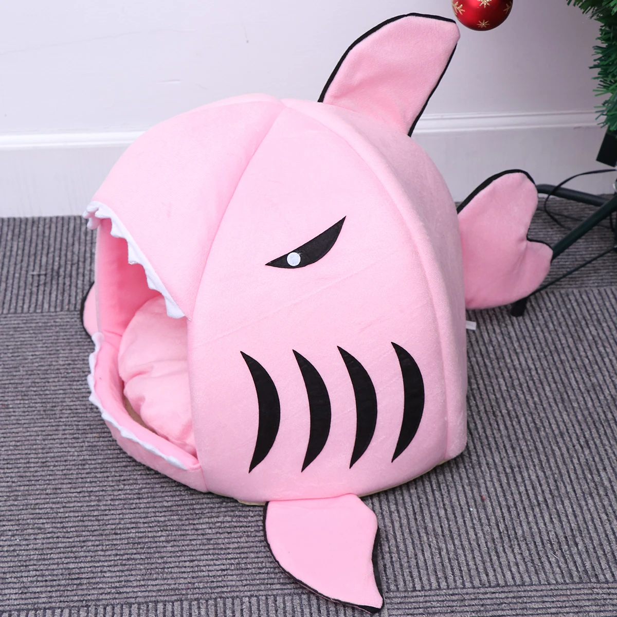 

Pet Dog Cat Bed Nest Shark Winter Sleeping Bag Warm Kennel Cat Puppy House Warm Cats Sleeping Bed Mat - Size S (Pink)
