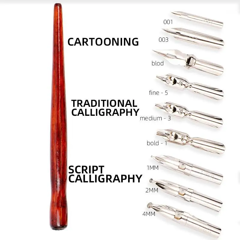 9Pcs Pen Nib + 1pcs Penholder Dip Pen Set For Cartoon Animation Lettering Art Drawing Multifunction Pen