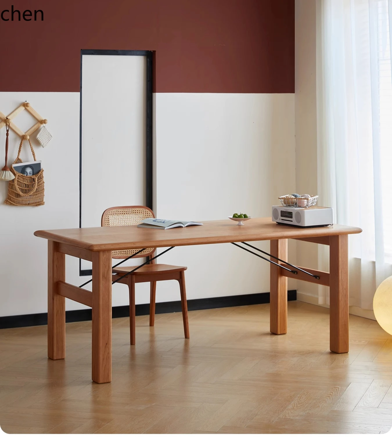 ZML desk sub workbench solid wood office household cherry wood dining table study table
