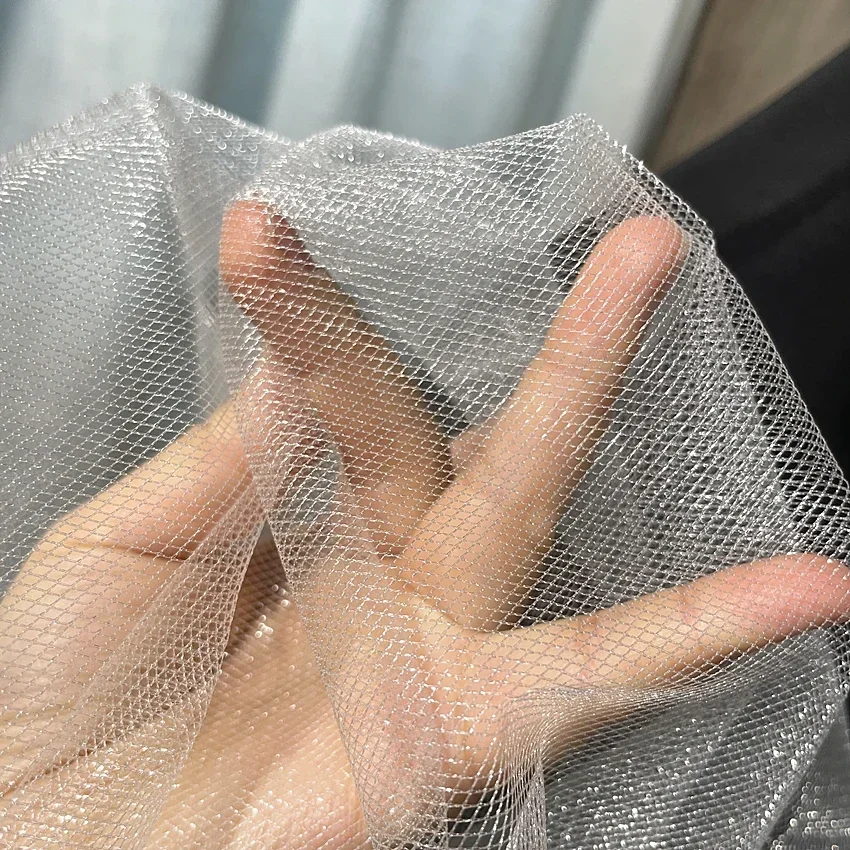 

High End Hard Mesh Transparent Glossy Grid Mesh DIY Modeling Mesh Design Evening Dress Decorative Fabric