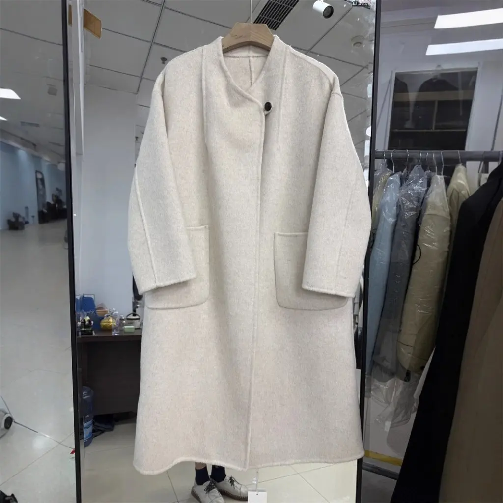 

Korean Dongdaemun Small Scarf Elegant Double-Faced Wool Long Style Versatile Autumn Winter Fashion Furry Coat