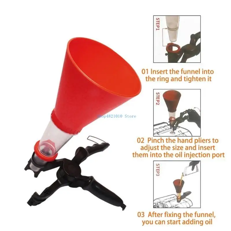 T3lf funil enchimento óleo do motor à prova vazamento funil óleo do motor universal braçadeira rápida ferramenta
