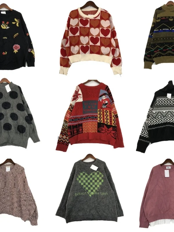 

Vintage Street Sle Woolen Sweater Winter Warmth Street Faion Men's Crew Ne Knitwear Cartoon Embroidery ex Sweater