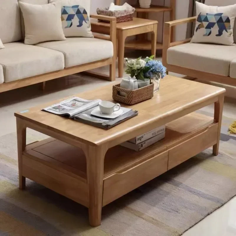 All solid wood coffee table, simple household rectangular Nordic tea table