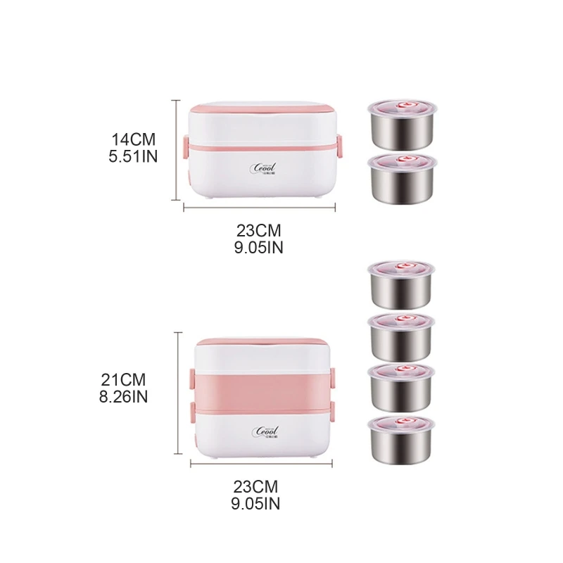 Caixa almoço elétrica aquecedor alimentos à prova vazamento portátil com recipiente aço inoxidável para carro & casa durável