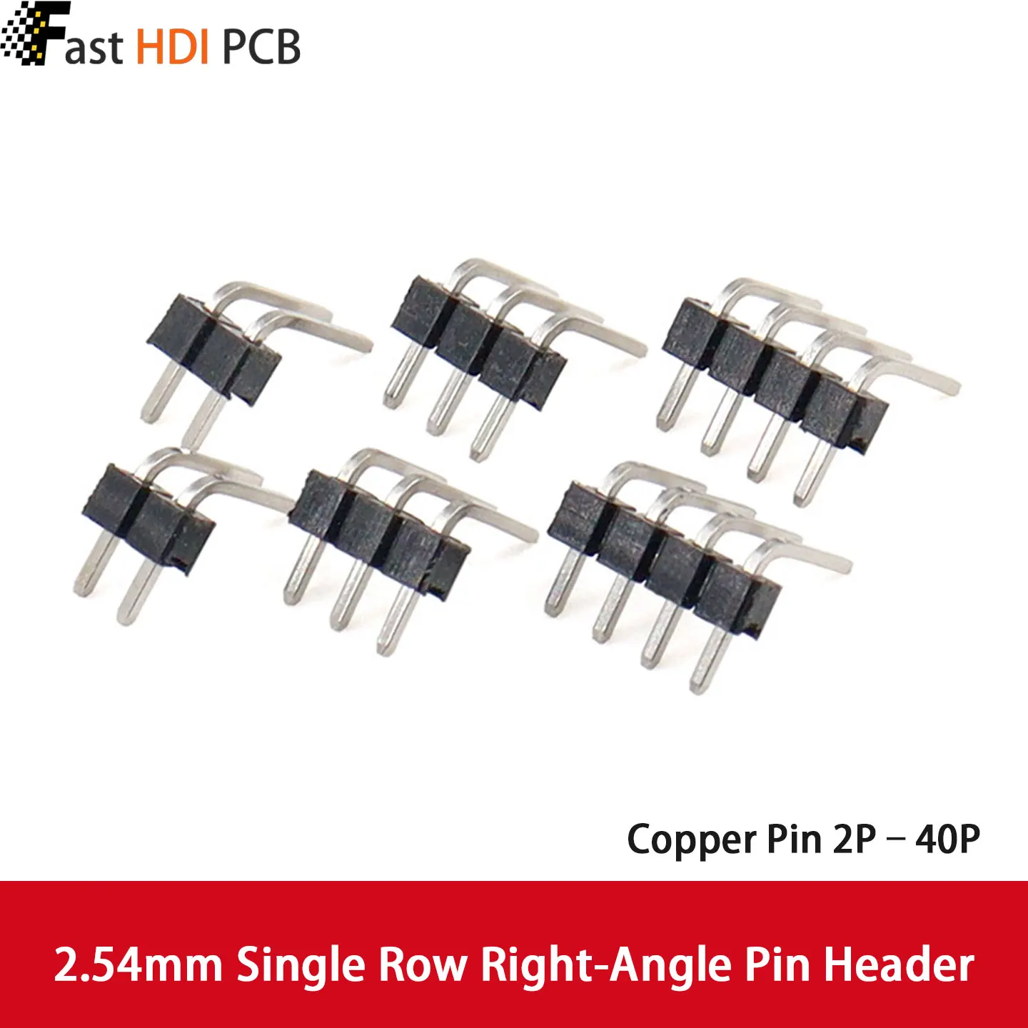 2.54mm Single Row Right Angle Pin Header 90 Degree Bent Male Connector 2P 3P 4P 5P 6P 7P 8P 10P 15P 20P 40P Copper Pin for PCB