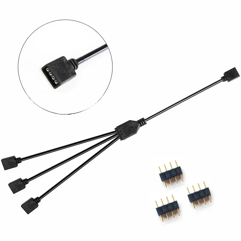 Splitter di sincronizzazione RGB della scheda madre, cavo di prolunga di trasferimento HUB di sincronizzazione ARGB 12V 4Pin RGB / 5V 3Pin per M/B ASUS GIGABYTE MSI