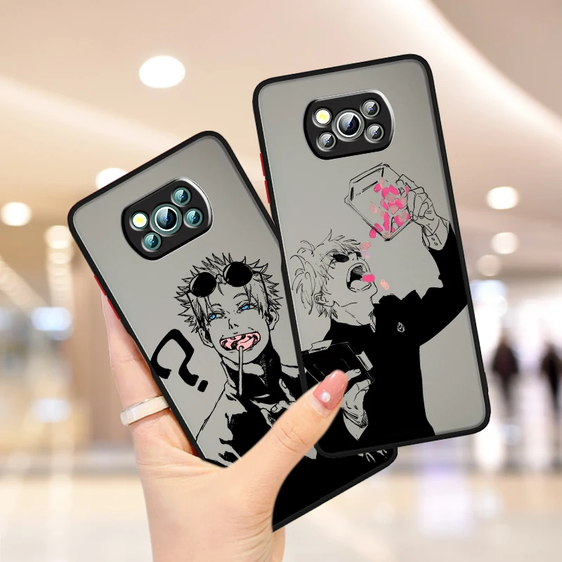 J-Jujutsu K-Kaisen G-Gojo Frosted Translucent For Xiaomi Mi Poco X5 X4 X3 M6 M5S M5 M4 M3 F5 F4 F3 GT Pro 5G Matte Phone Case